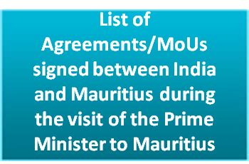 List of Agreements/MoUs signed between India and Mauritius during …