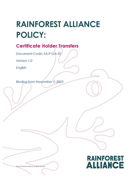 List of Certificate Holders Rainforest Alliance