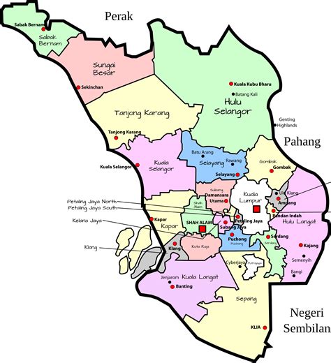 List of Cities, Towns or Districts in Selangor, Malaysia, Maps and ...