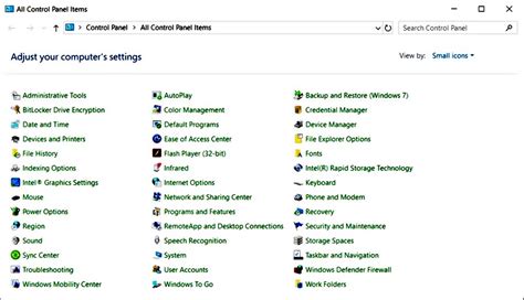 List of Control Panel Applets in Windows