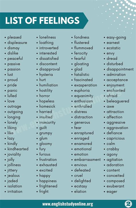 List of Feelings 250+ Feeling Words with Useful Examples English