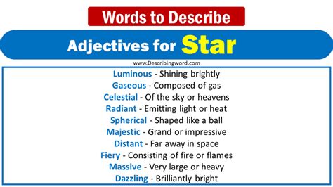 List of Interesting Adjectives to Describe Stars - INK