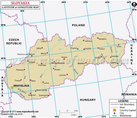 List of States in Slovakia with Latitude and Longitude