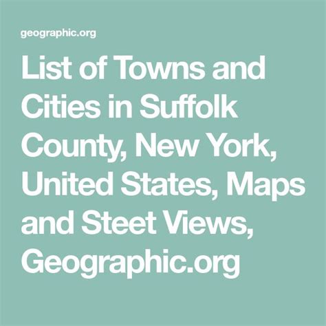 List of Towns and Cities in Suffolk County, New York, United States ...