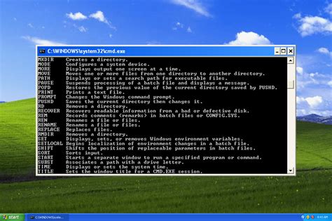 List of Windows XP Command Prompt Commands
