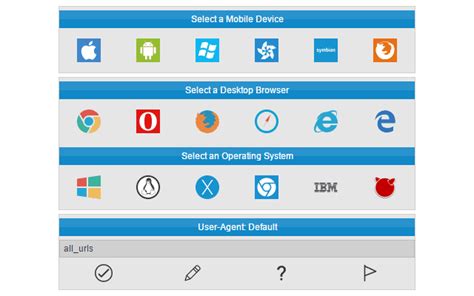 List of mobile browser user agents switcher.  The most common useragents lis...