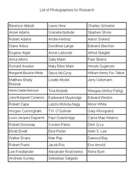 List of photographers