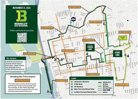 List of road closures for Berkeley Half Marathon