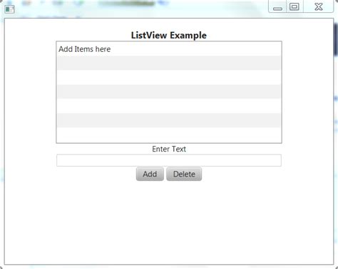 List view example.  You will also learn to add items into the ListView.  In ...