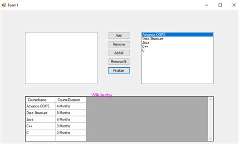 ListBox C (list box in c) Data Grid View in C Windows Form