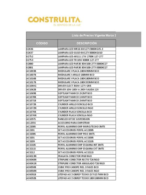 Lista de Precios Construlita Marzo 2024 PDF - Scribd