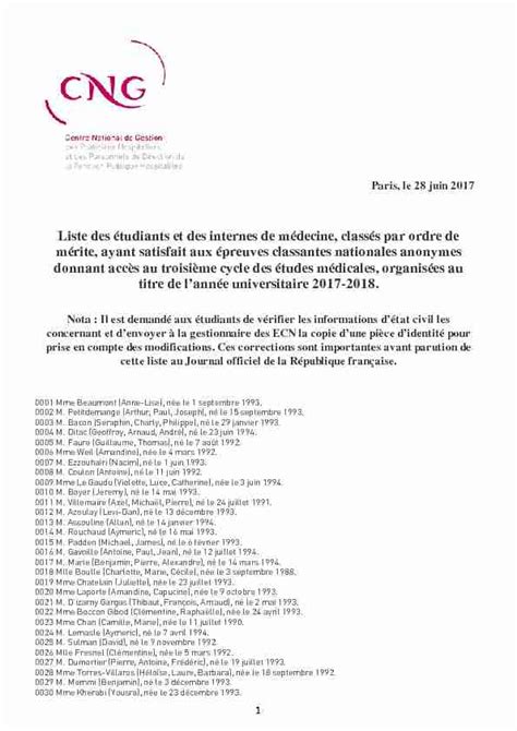 Liste des étudiants et des internes de médecine, classés par …