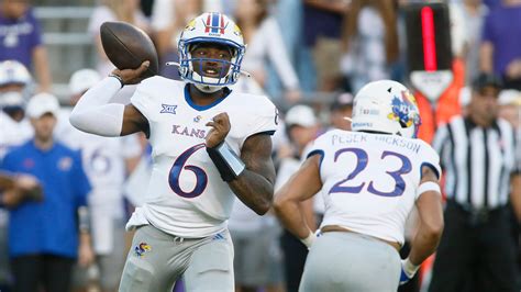 Sep 29, 2022 · Kansas football (4-0, 1-0 in the Big 12) hosts Iowa State (3-1, 0-1 in the Big 12) on Saturday in Lawrence. Kickoff is scheduled for 2:30 p.m. CT and ESPN2 will carry the game. KU's undefeated season continued on Sept. 24 when it took down then-unbeaten Duke 35-27. Jayhawks quarterback Jalon Daniels put together yet another electric performance ... . 