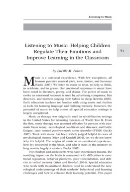 Listening to Music: Helping Children Regulate Their Emotions …