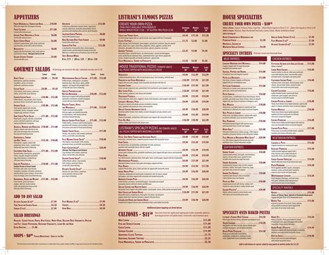  Browse the menu of Listrani's, a casual Italian restauran
