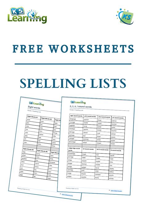 Lists of spelling words for elementary school K5 Learning