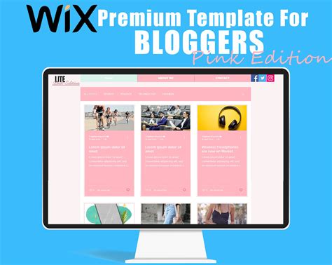 Lite Pink Edition Wix Website Blog Template Responsive Design Etsy
