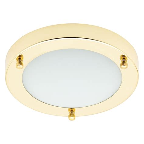 Litecraft Mari Brass 12w Small LED Flush Bathroom Ceiling Light