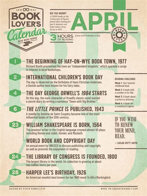 Literary calendar for week of April 30