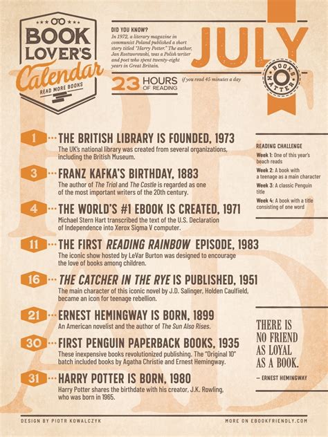 Literary calendar for week of July 30