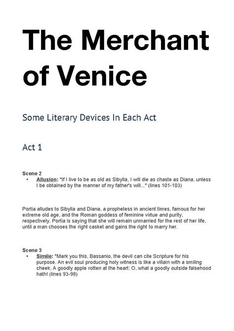 Literary devices in merchant of venice.  In CliffsNotes on The Merchant o...