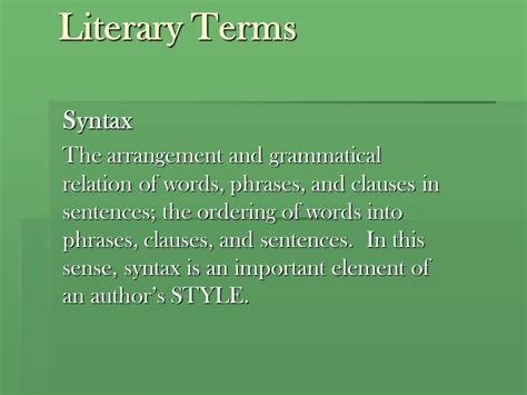 Literature Glossary - Syntax - Shmoop