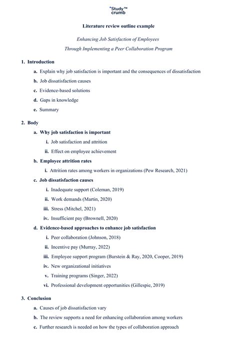 Literature review outline. There is no strict rule, but a short literature review generally requires about 7-12 research articles and is about 10-15 pages long, although this may change depending on if the assignment is limited to a certain number of studies or a page limit. There are three main steps: (1) selecting a research topic, (2) collecting and reading the ... 