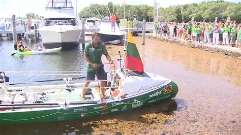 Lithuanian man arrives in Miami after rowing solo across Atlantic Ocean from Spain