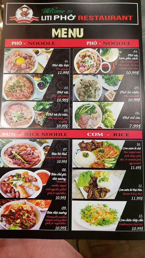 Liti pho menu. Liti Pho Vietnamese Restaurant . Nearby restaurants. Lickin Good Donuts West Mobile Cottage Hill Road . Tetsujin Japanese Sushi & Hibachi Dawes Road . Taste of Thai ... 
