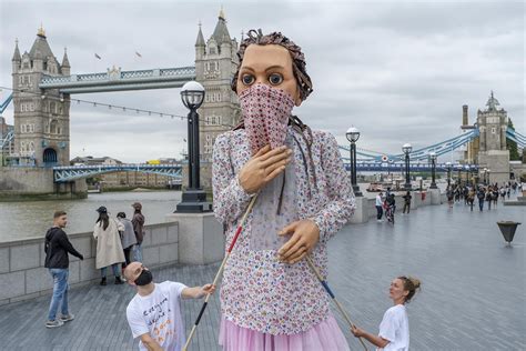 Little Amal, a 12-foot puppet of a Syrian refugee, will travel the US