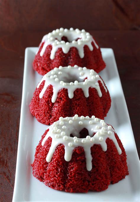 Little bundt cakes. Jan 16, 2014 ... Instructions · Preheat oven to 350 degrees. · In a medium bowl, sift flour and salt together, set aside. · In a small bowl, mix the red food&n... 