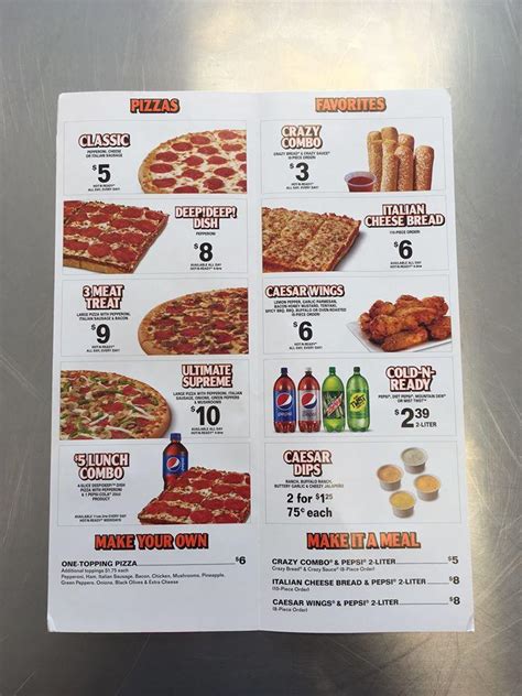 Little caesars pizza dexter menu. Today, Little Caesars is the third largest pizza chain in the world, with restaurants in each of the 50 U.S. states and 27 countries and territories. Little Caesars recently introduced contactless options for both delivery and carry-out through the Little Caesars app. Pizzas are baked in 475-degree ovens to ensure food safety and never touched ... 