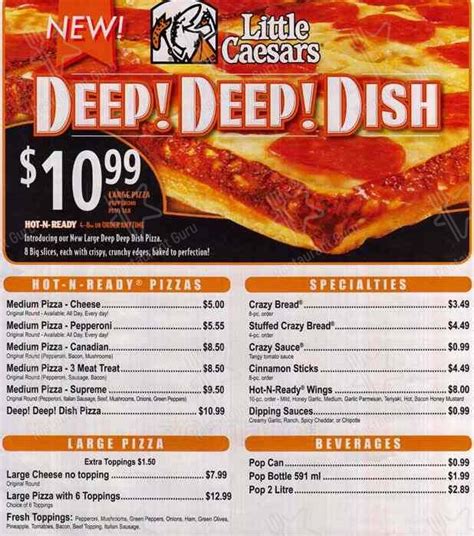Little caesars pizza okeechobee menu. Pickup Menu. Create Your Own Let's Go! Pepperoni Crazy Puffs ... The Little Caesars® Pizza name, logos and related marks are trademarks licensed to Little Caesar Enterprises, Inc. If you are using a screen reader and having difficulty please call 1-800-722-3727. 