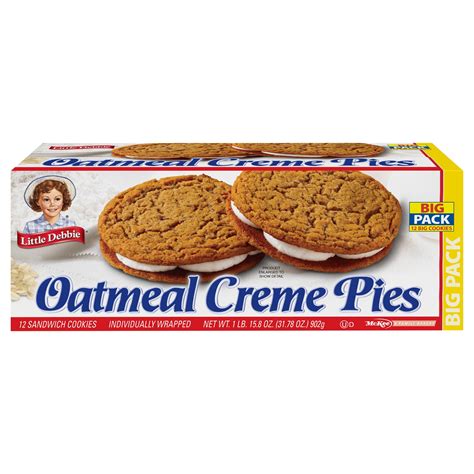 Raisin Creme Pies. A layer of creme between two soft vanilla-flavored sandwich cookies sprinkled with raisins. Available in. family pack, and big pack. Did you know Little Debbie Raisin Creme Pies were one of our original snacks? Since the early 1960s, Raisin Creme Pies have been a fan favorite treat. What makes them so delicious, you ask?. 