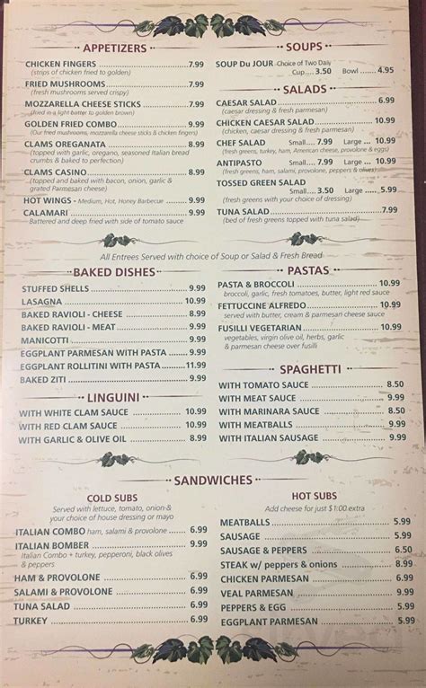 Little joey's italian restaurant menu. The most comprehensive restaurant menus & dish reviews site - Zmenu 