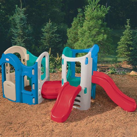 Description. Our Tot Tree helps children aged 6 months to 5 years old develop critical learning skills. Add life to your playground or backyard with this wilderness-inspired Tot Tree from Little Tikes Commercial. Young children can have fun climbing and hiding in this Tot Tree before sliding out of the treehouse portion on a bright slide exit..