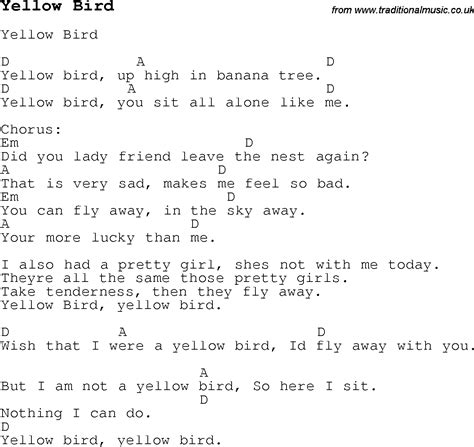 Little yellow bird cadence lyrics. There is a bit of debate in the Cadence world on the history of “Captain Jack” and whether this is a Navy Cadence or an Army Cadence. Well, since a Captain in the Navy is the highest rank before Admiral, and the Navy has a bit more of a drinking culture (Hence “Whisky Jack” version) I decided to place this in the Navy Category. 