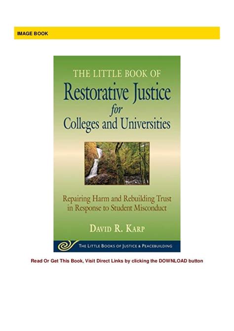 Read Little Book Of Restorative Justice For Colleges  Universities Revised  Updated Repairing Harm And Rebuilding Trust In Response To Student Misconduct By David R Karp