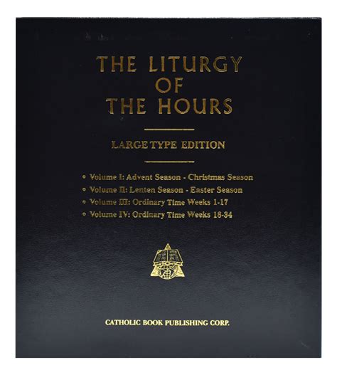 Liturgy of the hours audio. This complete four volume set of The Liturgy of the Hours was published by Catholic Book Publishing Corporation in 1976. This four volume set includes the Saint Joseph Guide for the Liturgy of the Hours and an outline and format guide to teach the proper way to pray this universal and beloved Church prayer. The set is available in either black ... 