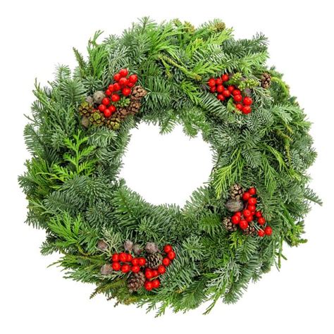  This live wreath measures 22 in. Dia and is handmade in the Pacific Northwest using only the highest quality of natural freshly cut foliage in its assembly to ensure that you receive an arrangement that will make this Christmas memorable for years to come. Shop undefined 22-in Real Noble Fir Christmas Wreath in the Fresh Christmas Wreaths ... 