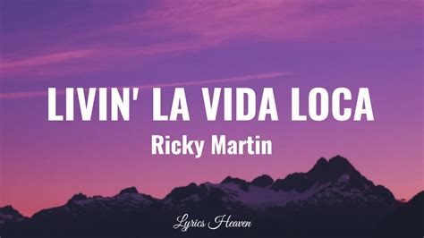 Livin la vida loca lyrics. 1 Hour | Ricky Martin - Livin' La Vida Loca (Lyrics) | Lyrics Soul1 Hour | Ricky Martin - Livin' La Vida Loca (Lyrics) | Lyrics Soul1 Hour | Ricky Marti... 