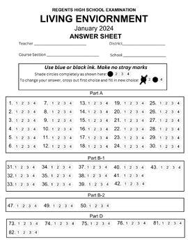 Living Environment Regents Answer Sheet