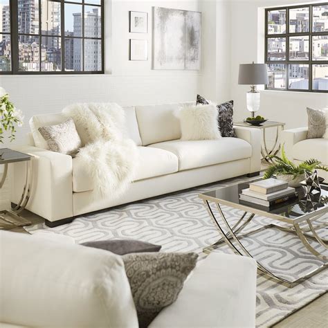 Living Room Leather Sofa White Walls