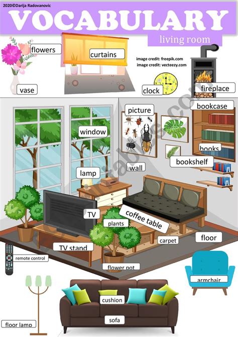 Living room worksheets - ESL Printables