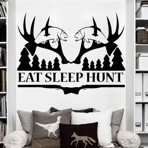 Ljtsda Deer Horn Eat Sleep Wall Mural Vinyl Decal Sticker Decor …