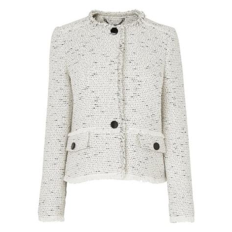 Lk Bennett “JK Hazel” Cream Tweed Boucle Fringed Classic Smart Jacket …