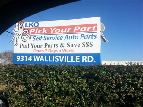 Pick Your Part Houston Wallisville Self service auto parts Sell Your Car Find Your Parts View our inventory See our prices Yard information 9314 Wallisville Road Houston, TX 77013 Get Directions (800) 962-2277 Entrance hours Monday: 9:00 AM - 5:00 PM Tuesday: 9:00 AM - 5:00 PM Wednesday: 9:00 AM - 5:00 PM Thursday: 9:00 AM - 5:00 PM Friday:. 
