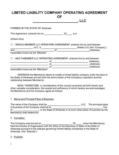 Llc Operating Agreement Form Download