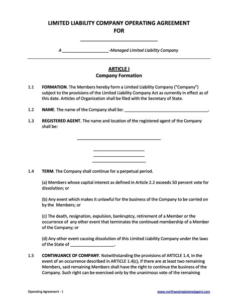 Llc Ownership Agreement Template