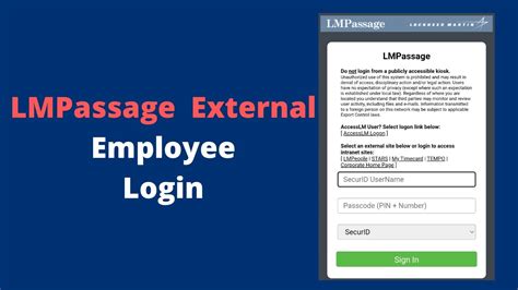 LMPeople External is a login gateway built particularly for Lockheed Martin employees. The portal gives employees access to a variety of resources, such as pay stubs, benefits, and personal information. Login. Or. ... LMPassage External Login Video. Renew an LM People account.. 